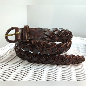 Ralph Lauren Dark Brown Genuine Leather Braided Belt